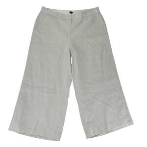 J.Crew Sydney Pant Stretch Linen Blend BO804 Cream Wide Leg Crop Womens 16 Lined